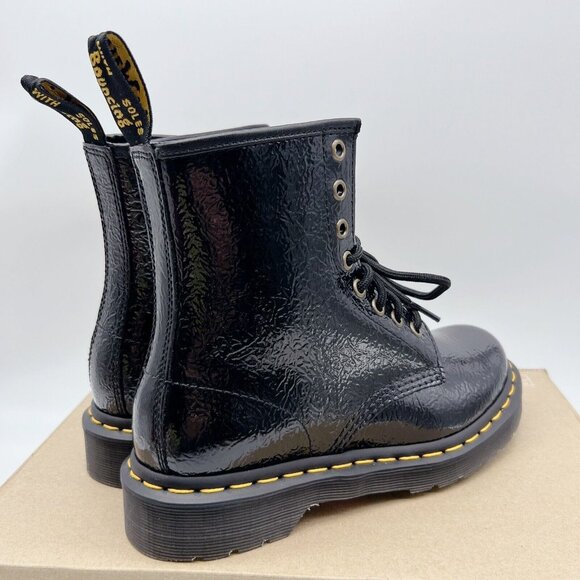 Dr. Martens 1460 8-Eye Lace Up Combat Boots Black Distressed Patent Leather US 6 - Picture 6 of 12